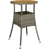 vidaXL Tuintafel Ø60x75 cm acaciahout en poly rattan grijs