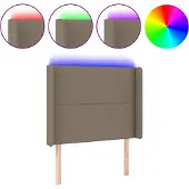 vidaXL Hoofdbord LED 93x16x118/128 cm stof taupe