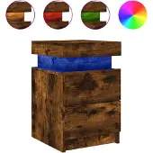 vidaXL Nachtkastje met LED-verlichting 35x39x55 cm gerookt eikenkleur