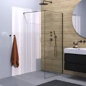 Brauer Gunmetal Frame Inloopdouche set 1 helder glas 90x200 met muurprofiel en lijst rondom gunmetal geborsteld