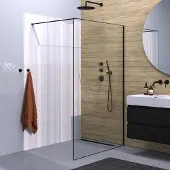 Brauer Season Inloopdouche 120x200cm Met Muurprofiel Omkaderd - Mat Zwart - Veiligheidsglas - Douche, Douchewanden, Inloopdouche, Vaste Wand - 8720724514943