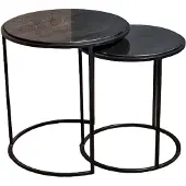 Benoa Bijzettafel Sienna rond marmer Set of 2 - Zwart