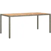 vidaXL Tuintafel 190x90x75 cm poly rattan en acaciahout grijs