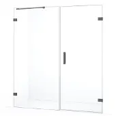 Maxaro Diamond Douchedeur | 155 cm Zwart metaal Helder glas Draaideur