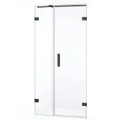 Maxaro Diamond Douchedeur | 85 cm Zwart chroom Helder glas Draaideur