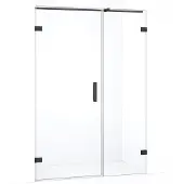 Maxaro Diamond Douchedeur | 115 cm Zwart chroom Helder glas Draaideur