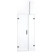 Maxaro Diamond Douchedeur | 95 cm Zwart metaal Helder glas Draaideur