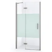 Maxaro Diamond Douchedeur | 90 cm Rvs Helder met matte strook Draaideur
