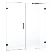Maxaro Diamond Douchedeur | 155 cm Zwart chroom Helder glas Draaideur