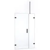 Maxaro Diamond Douchedeur | 115 cm Zwart chroom Helder glas Draaideur