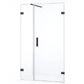 Maxaro Diamond Douchedeur | 115 cm Zwart chroom Helder glas Draaideur