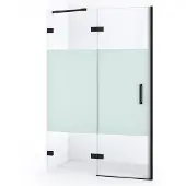 Maxaro Diamond Douchedeur | 110 cm Mat zwart Helder met matte strook Draaideur