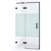 Maxaro Diamond Douchedeur | 90 cm Mat zwart Helder met matte strook Draaideur