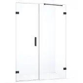 Maxaro Diamond Douchedeur | 135 cm Zwart chroom Helder glas Draaideur