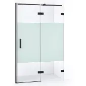 Maxaro Diamond Douchedeur | 110 cm Mat zwart Helder met matte strook Draaideur