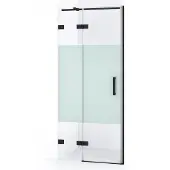 Maxaro Diamond Douchedeur | 80 cm Mat zwart Helder met matte strook Draaideur
