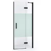 Maxaro Diamond Douchedeur | 80 cm Mat zwart Helder met matte strook Draaideur