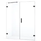 Maxaro Diamond Douchedeur | 155 cm Zwart chroom Helder glas Draaideur