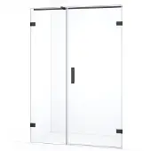 Maxaro Diamond Douchedeur | 115 cm Zwart chroom Helder glas Draaideur