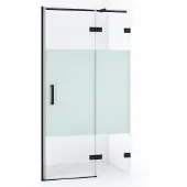 Maxaro Diamond Douchedeur | 90 cm Mat zwart Helder met matte strook Draaideur