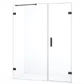 Maxaro Diamond Douchedeur | 145 cm Zwart chroom Helder glas Draaideur