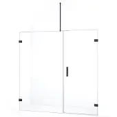 Maxaro Diamond Douchedeur | 185 cm Zwart chroom Helder glas Draaideur