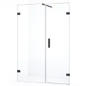 Maxaro Diamond Douchedeur | 135 cm Zwart chroom Helder glas Draaideur