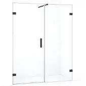 Maxaro Diamond Douchedeur | 145 cm Zwart chroom Helder glas Draaideur