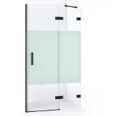 Maxaro Diamond Douchedeur | 100 cm Mat zwart Helder met matte strook Draaideur