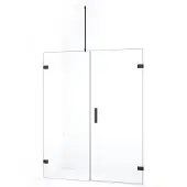 Maxaro Diamond Douchedeur | 145 cm Zwart chroom Helder glas Draaideur