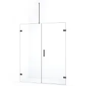 Maxaro Diamond Douchedeur | 145 cm Zwart metaal Helder glas Draaideur