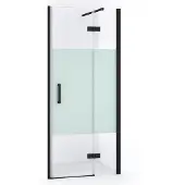 Maxaro Diamond Douchedeur | 80 cm Mat zwart Helder met matte strook Draaideur