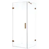 Maxaro Diamond Douchecabine | 80x70 cm Koper Helder glas Draaideur Rechthoek