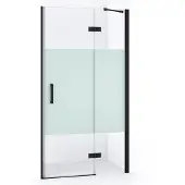 Maxaro Diamond Douchedeur | 90 cm Mat zwart Helder met matte strook Draaideur
