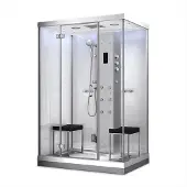 Maxaro Lusso 2 Persoons Stoomcabine | 140x100 cm Wit glas Draaideur Rechthoek