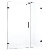 Maxaro Diamond Douchedeur | 145 cm Zwart chroom Helder glas Draaideur