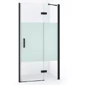 Maxaro Diamond Douchedeur | 90 cm Mat zwart Helder met matte strook Draaideur