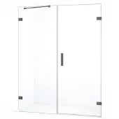 Maxaro Diamond Douchedeur | 155 cm Zwart metaal Helder glas Draaideur