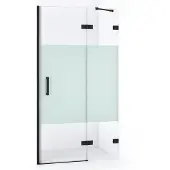 Maxaro Diamond Douchedeur | 90 cm Mat zwart Helder met matte strook Draaideur