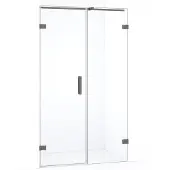 Maxaro Diamond Douchedeur | 135 cm Zwart metaal Helder glas Draaideur