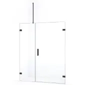 Maxaro Diamond Douchedeur | 155 cm Zwart chroom Helder glas Draaideur