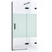 Maxaro Diamond Douchedeur | 90 cm Mat zwart Helder met matte strook Draaideur