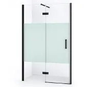 Maxaro Diamond Douchedeur | 110 cm Mat zwart Helder met matte strook Draaideur