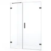 Maxaro Diamond Douchedeur | 125 cm Zwart metaal Helder glas Draaideur