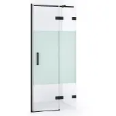 Maxaro Diamond Douchedeur | 80 cm Mat zwart Helder met matte strook Draaideur