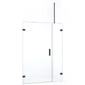 Maxaro Diamond Douchedeur | 115 cm Zwart chroom Helder glas Draaideur