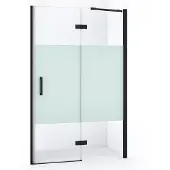 Maxaro Diamond Douchedeur | 120 cm Mat zwart Helder met matte strook Draaideur
