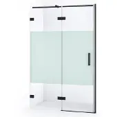 Maxaro Diamond Douchedeur | 110 cm Mat zwart Helder met matte strook Draaideur