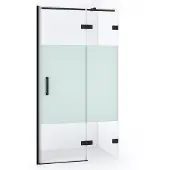 Maxaro Diamond Douchedeur | 90 cm Mat zwart Helder met matte strook Draaideur