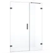 Maxaro Diamond Douchedeur | 125 cm Zwart metaal Helder glas Draaideur